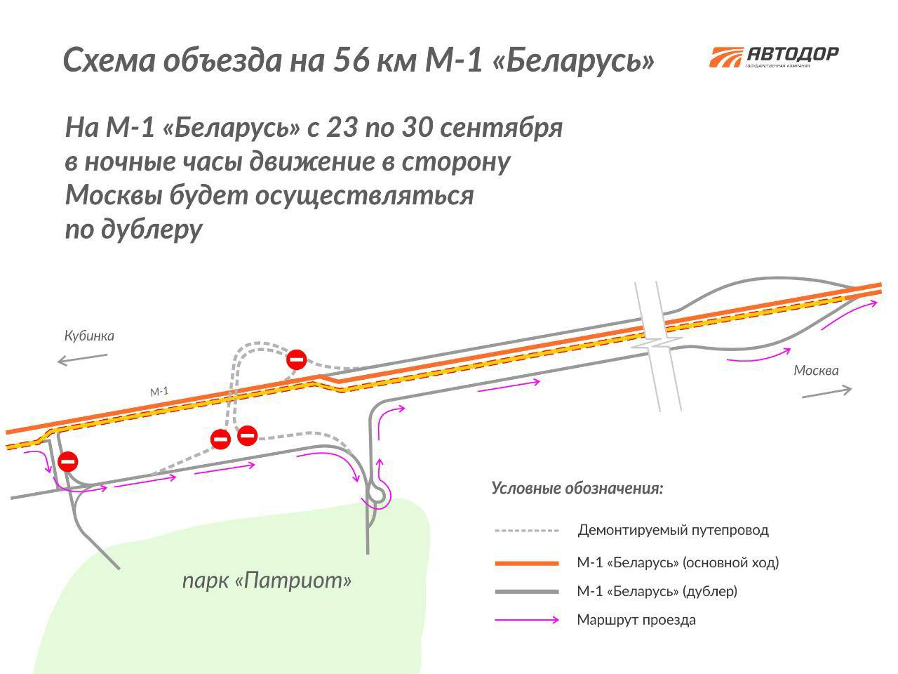 Схема движения Минского шоссе