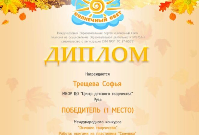 Поздравляем обучающихся Рузского ЦДТ с наградами!