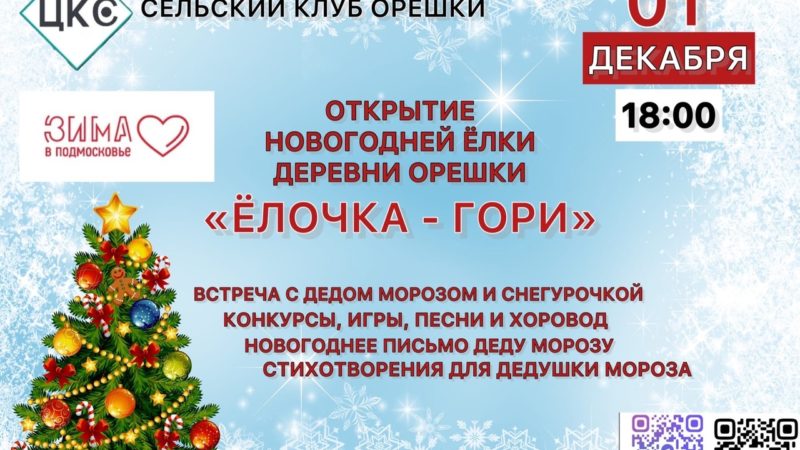 «Елочка, гори»: торжественное открытие новогодней елки в Орешках