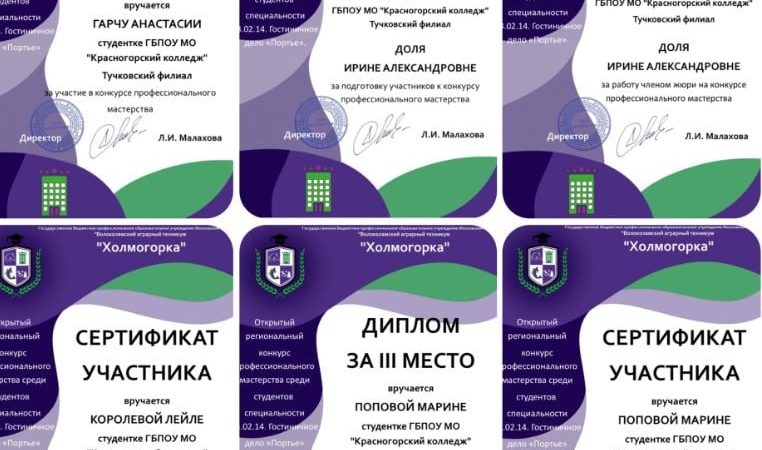 Тучковская студентка заняла 3-е место в конкурсе профессионального мастерства