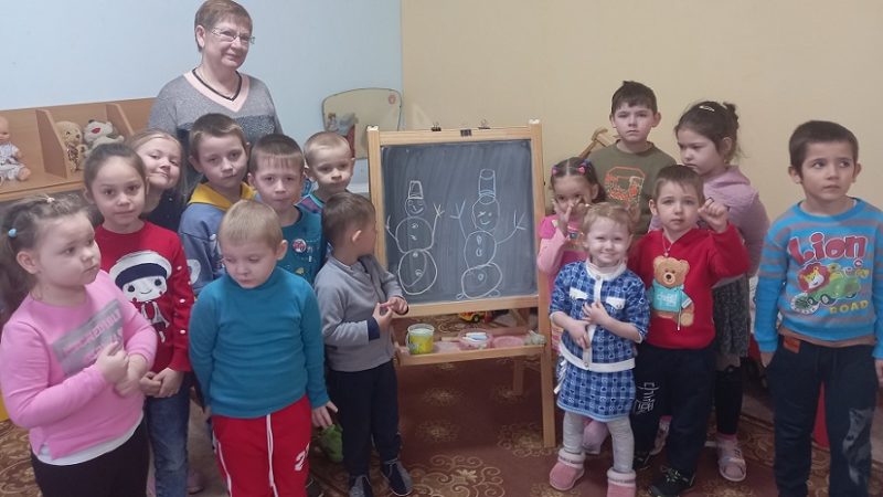 Богородские дошкольники рисовали  снеговика