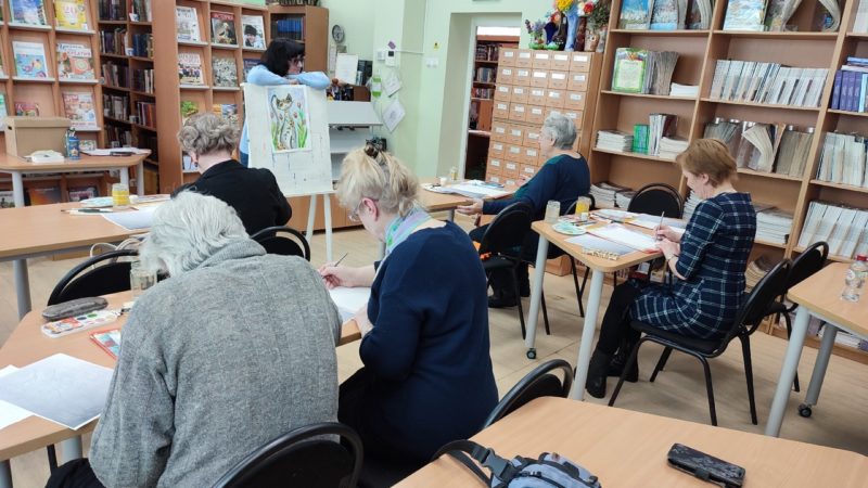 В Тучковской библиотеке рисовали весеннего кота