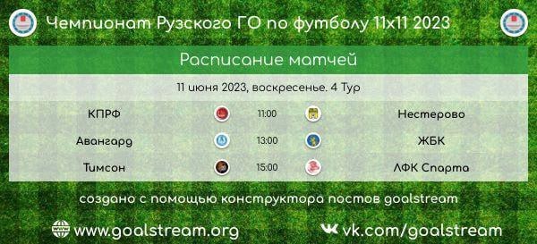 В Тучково пройдет 4-й тур чемпионата по футболу