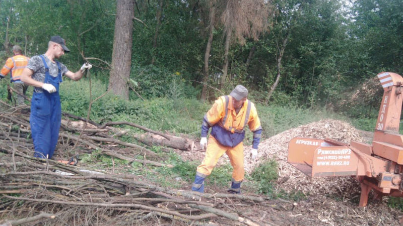Работники «Благоустройства» дробили ветки