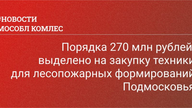 Порядка 270 млн рублей выделено на закупку техники для лесопожарных формирований Подмосковья