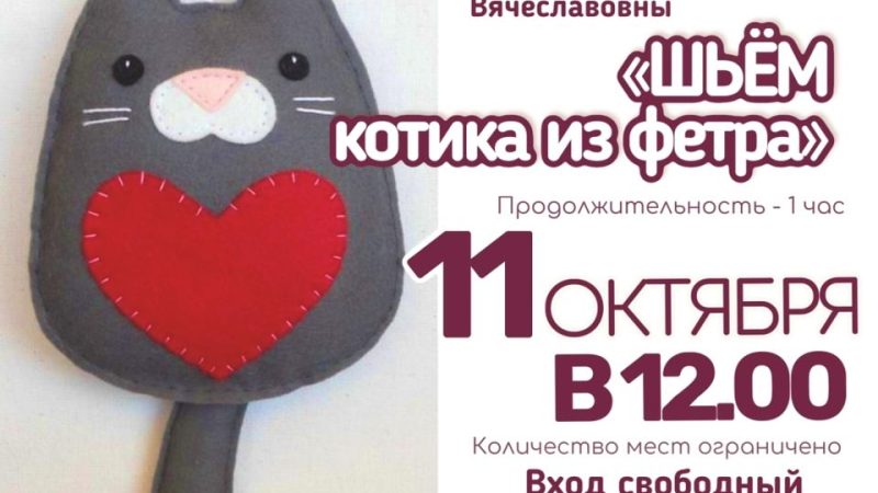 Мастер-класс «Шьём котика из фетра» в Центре культуры и искусств Тучково