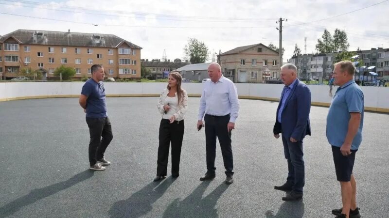 В Лидино модернизируют хоккейную коробку